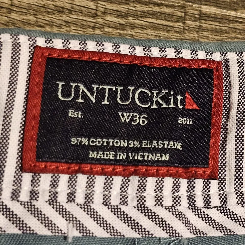 Untuckit Mens St. Vincent Chino Golf Shorts Size 36 Color Blue Stone‎ Outdoor